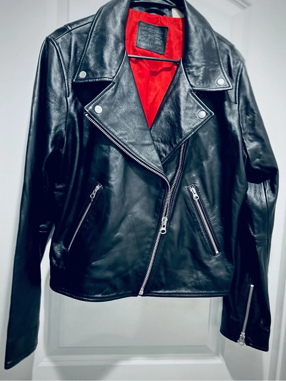 Black Leather Motorcycle Jacket Zip Pockets XL Punk Goth Grunge Rockabilly